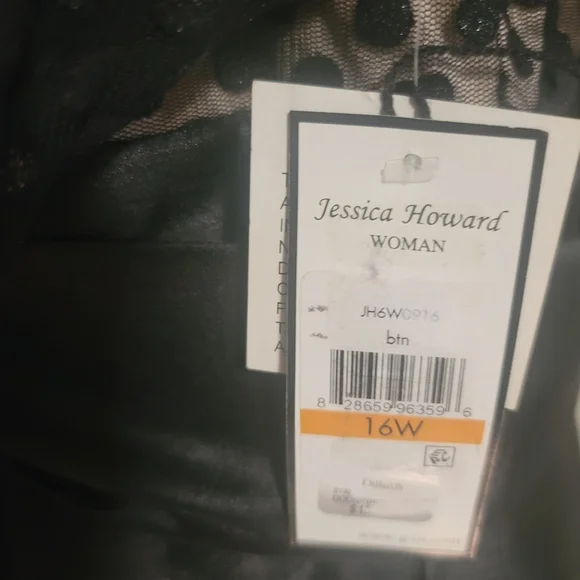 Jessica Howard Chic 3/4 Sleeves Black Polka Dot Mesh Fit & Flare Dress, 16W, NWT - Picture 10 of 11